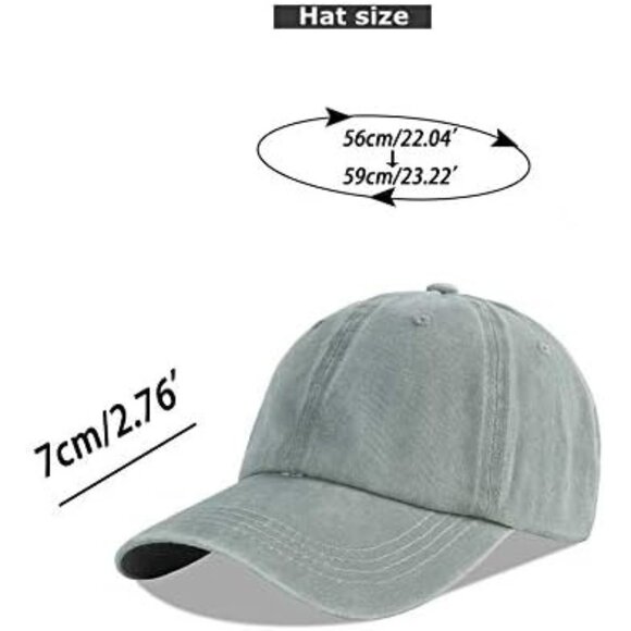 Unisex Washed-light Grey Baseball Cap Cotton Fits Washed Denim Adjustable Hat - Picture 6 of 7
